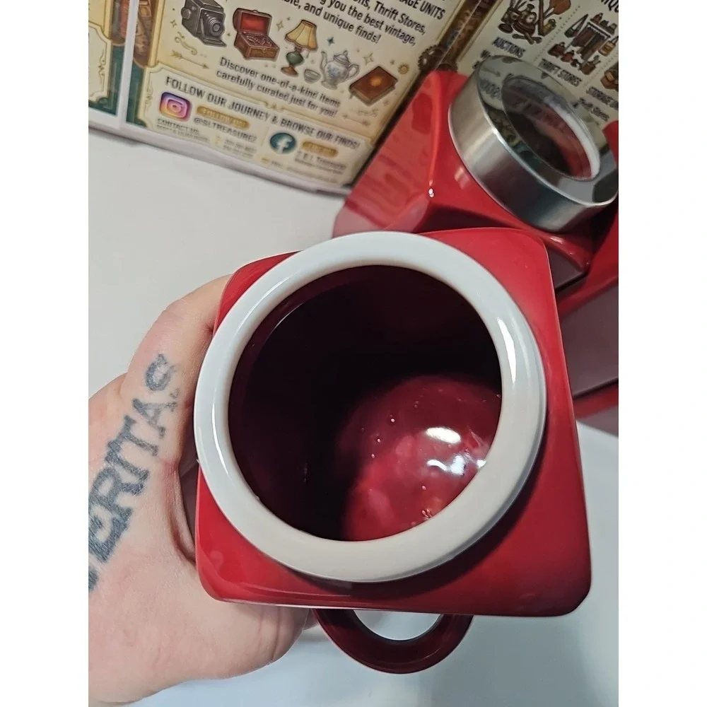 Mainstays 4 Piece Red Ceramic Set With Twist Tops And Spoon Holders